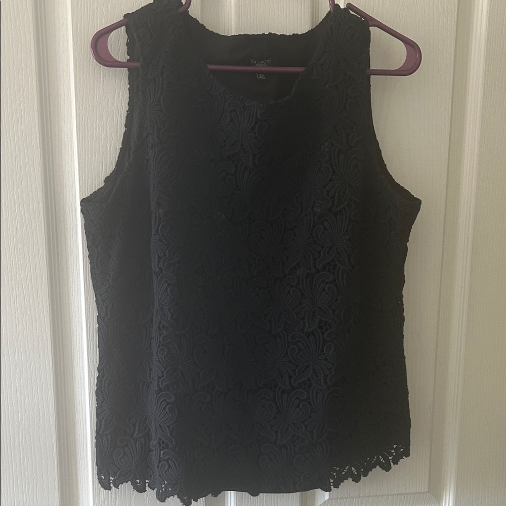 Talbots Black Floral Lace Tank Top
